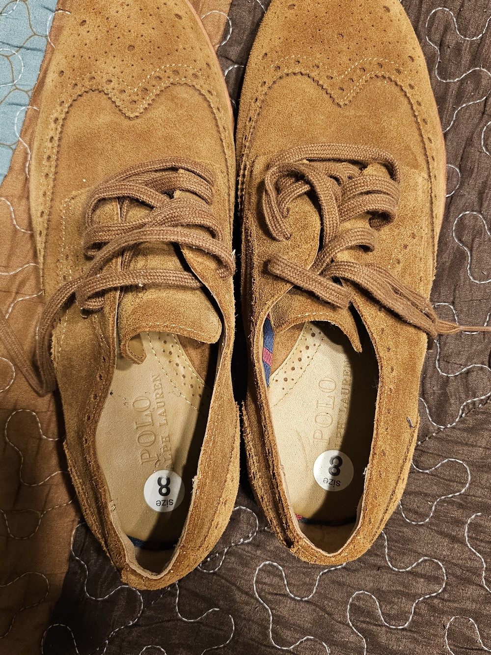 Polo by Ralph Lauren Men’s Tan Suede Wingtip Oxfords